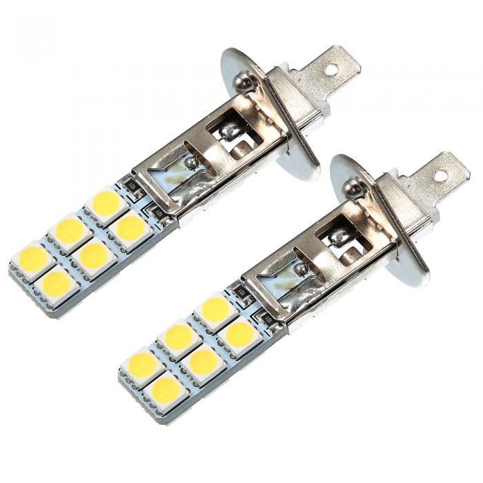 A ABSOPRO フォグランプ LED H1 フォグランプバルブ ヘッドライトバルブ 5050チップ 6000-6500K LEDヘッドライト 12V 車用用ランニングランプ ランプ アルミニウム ホワイト 1ペア