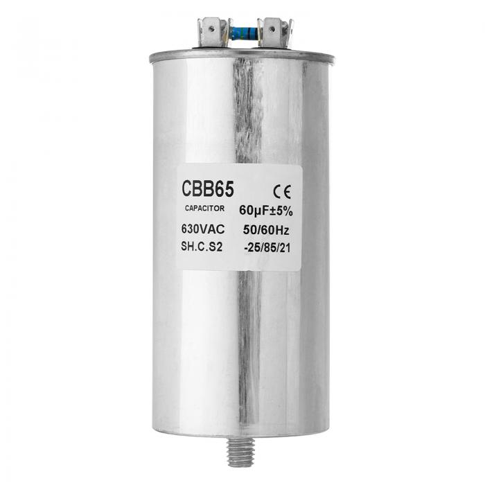 PATIKIL CBB65 60uF 実行コンデンサ 60mfd 1個 AC 630V アルミケース 2ピン付き M10ネジ エアコンコン..