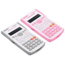 PATIKIL 関数電卓 1セット 2ライン 標準工学計算機 240機能付き 12桁 LCDディスプレイ 数学電卓 オフィス用 グレー/ピンク