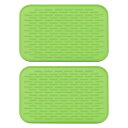 uxcell 食器乾燥マットセット 2個 21.5 x 15.8cm シリコンドレインパッド 耐熱性 キッチンカウンター用 冷蔵庫の引き出し グリーン