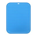 uxcell 食器乾燥マット 30 x 23cm シリコン製 再利用可能 ドレインパッド 耐熱 滑り止め キッチンカウンター用 冷蔵庫の引き出し ブルー
