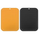 uxcell 食器乾燥マットセット 2個 30 x 23cm シリコン製 再利用可能 ドレインパッド 耐熱性 キッチンカウンター用 冷蔵庫の引き出し オレンジ ...