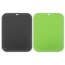 uxcell 食器乾燥マットセット 2個 30 x 23cm シリコン製 再利用可能 ドレインパッド 耐熱性 キッチンカウンター用 冷蔵庫の引き出し ブラック ...