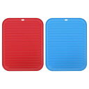 uxcell 食器乾燥マットセット 2個 30 x 23cm シリコン製 再利用可能 ドレインパッド 耐熱性 キッチンカウンター用 冷蔵庫の引き出し レッド ブ...