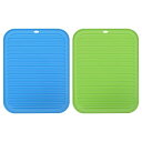 uxcell 食器乾燥マットセット 2個 30 x 23cm シリコン製 再利用可能 ドレインパッド 耐熱性 キッチンカウンター用 冷蔵庫の引き出し ブルー グ...