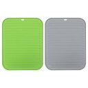 uxcell 食器乾燥マットセット 2個 30 x 23cm シリコン製 再利用可能 ドレインパッド 耐熱性 キッチンカウンター用 冷蔵庫の引き出し グリーン ...