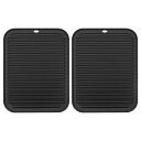 uxcell 食器乾燥マットセット 2個 30 x 23cm シリコンシンク排水パッド 耐熱性 キッチンカウンター用 冷蔵庫の引き出し ブラック