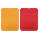 uxcell 食器乾燥マットセット 2個 30 x 23cm シリコン製 再利用可能 ドレインパッド 耐熱性 キッチンカウンター用 冷蔵庫の引き出し オレンジ ...