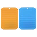 uxcell 食器乾燥マットセット 2個 30 x 23cm シリコン製 再利用可能 ドレインパッド 耐熱性 キッチンカウンター用 冷蔵庫の引き出し オレンジ ...