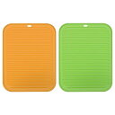 uxcell 食器乾燥マットセット 2個 30 x 23cm シリコン製 再利用可能 ドレインパッド 耐熱性 キッチンカウンター用 冷蔵庫の引き出し オレンジ ...