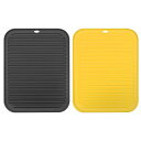 uxcell 食器乾燥マットセット 2個 30 x 23cm シリコン製 再利用可能 ドレインパッド 耐熱性 キッチンカウンター用 冷蔵庫の引き出し イエロー ...