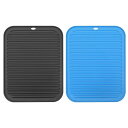 uxcell 食器乾燥マットセット 2個 30 x 23cm シリコン製 再利用可能 ドレインパッド 耐熱性 キッチンカウンター用 冷蔵庫の引き出し ブラック ...