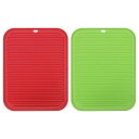 uxcell 食器乾燥マットセット 2個 30 x 23cm シリコン製 再利用可能 ドレインパッド 耐熱性 キッチンカウンター用 冷蔵庫の引き出し レッド グ...