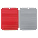 uxcell 食器乾燥マットセット 2個 30 x 23cm シリコン製 再利用可能 ドレインパッド 耐熱性 キッチンカウンター用 冷蔵庫の引き出し レッド グ...
