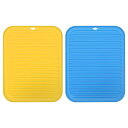 uxcell 食器乾燥マットセット 2個 30 x 23cm シリコン製 再利用可能 ドレインパッド 耐熱性 キッチンカウンター用 冷蔵庫の引き出し イエロー ...