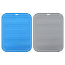 uxcell 食器乾燥マットセット 2個 30 x 23cm シリコン製 再利用可能 ドレインパッド 耐熱性 キッチンカウンター用 冷蔵庫の引き出し ブルー グ...