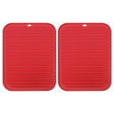 uxcell 食器乾燥マットセット 2個 30 x 23cm シリコンシンク排水パッド 耐熱性 キッチンカウンター用 冷蔵庫の引き出し レッド