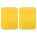 uxcell 食器乾燥マットセット 2個 30 x 23cm シリコンシンク排水パッド 耐熱性 キッチンカウンター用 冷蔵庫の引き出し イエロー