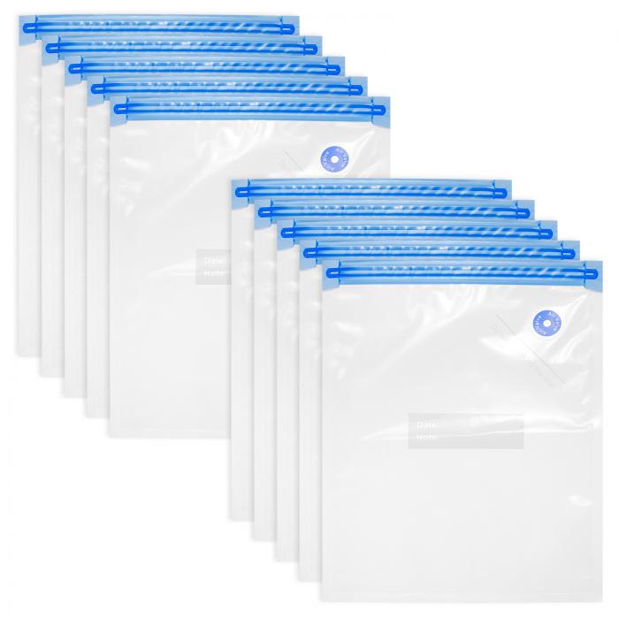 uxcell 真空密封袋 真空シールバッグ 再利用可能 エアバルブ&ラベル付き フード収納バッグ 食品保存 調理 ホワイト 28cm x 22cm 10個入り