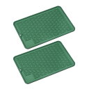 uxcell シリコン食器乾燥マット 2個 乾燥マット キッチンカウンター用 耐久性 食器乾燥パッド 耐熱性 ブラック ディッシュマット 滑り止めディッシュドラ...