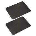 uxcell 食器乾燥マット 2個 シリコンディッシュドライマット キッチンカウンター用 40 x 30cm 食器乾燥パッド 水切りマット 耐熱性マット ブラッ...