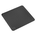 uxcell シリコン食器乾燥マット 超吸水性食器用ドライマット キッチンカウンター用 45 x 40cm 滑り止め乾燥パッド 食器用水切りマット ブラック