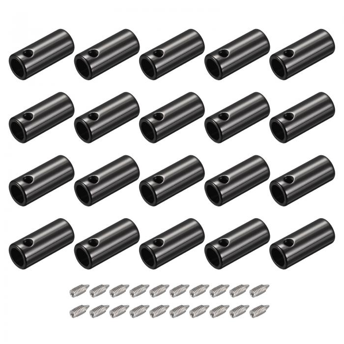 uxcell 金属靴紐チップ ネジ靴紐チップ 金属 コードエンドの交換 スニーカー 服 DIY修理用 4.5 mm ブラック 20個