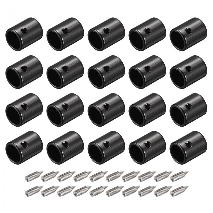 uxcell 金属靴紐チップ ネジ靴紐チップ 金属 コードエンドの交換 スニーカー 服 DIY修理用 7 mm ブラック 20個