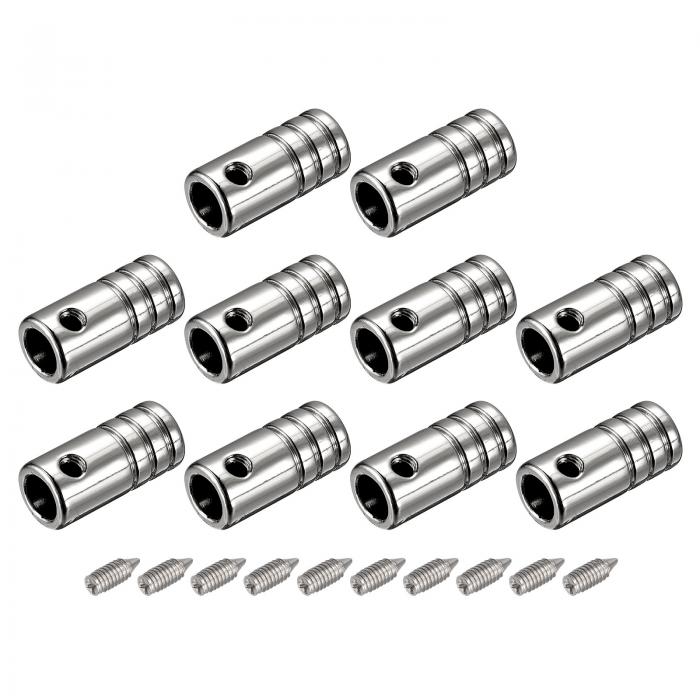 uxcell 金属靴紐チップ ネジ靴紐チップ 金属 コードエンドの交換 スニーカー 服 DIY修理用 5 mm シルバー 10個