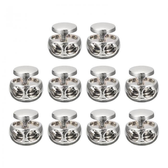 uxcell 金属コードロック 2穴 バネストッパー ファスナ ースライダー トグルエンド 巾着バッグ バックパック 衣類のストラップ用 ホワイトニッケル 3 ...