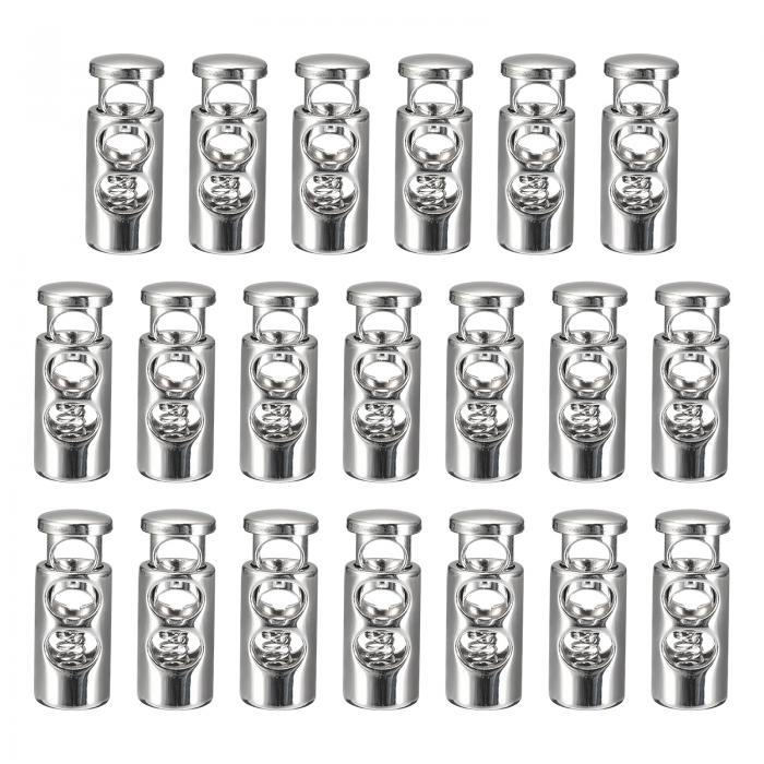 uxcell 金属コードロック 2穴 バネストッパー ファスナ ースライダー トグルエンド 巾着バッグ バックパック 衣類のストラップ用 3.6 mm ホワイト...