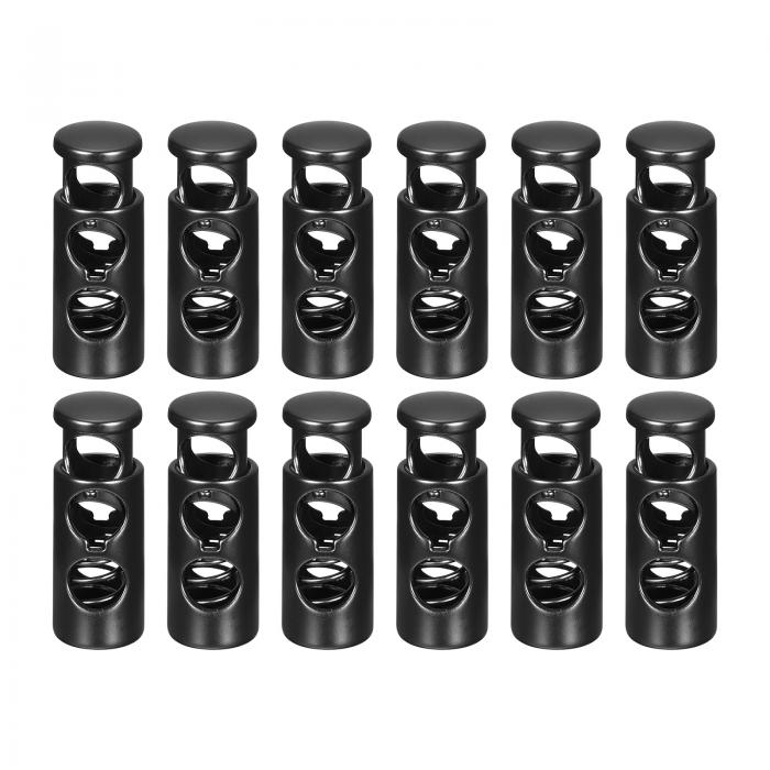 uxcell 金属コードロック 2穴 バネストッパー ファスナ ースライダー トグルエンド 巾着バッグ バックパック 衣類のストラップ用 5 mm 電気泳動ブラ...