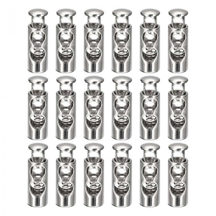 uxcell 金属コードロック 2穴 バネストッパー ファスナ ースライダートグルエンド コードロック 巾着バッグ バックパック 衣類のストラップ用 ホワイトニ...