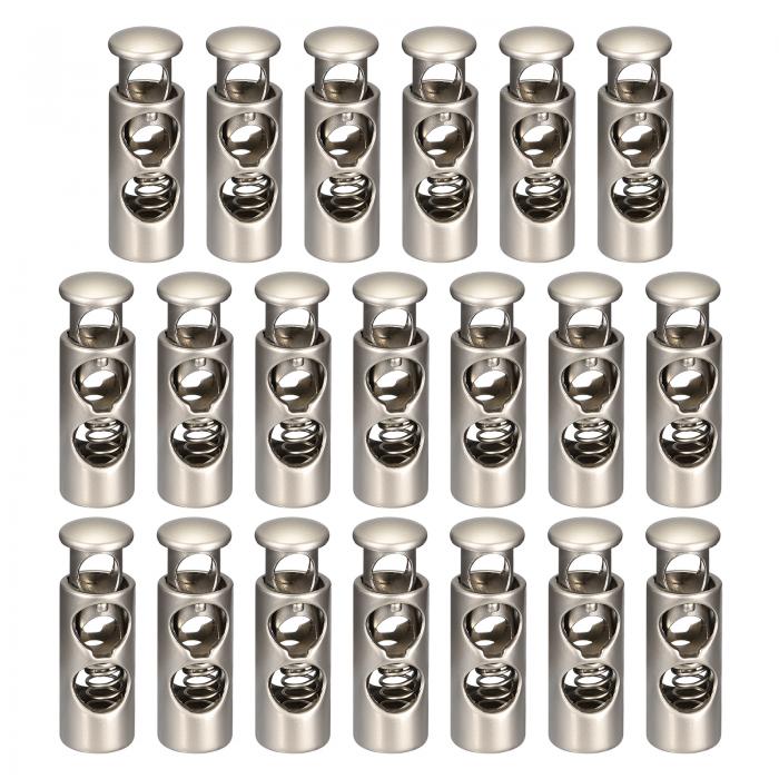 uxcell 金属コードロック 2穴 バネストッパー ファスナ ースライダートグルエンド 巾着バッグ バックパック 衣類のストラップ用 パールニッケル 4 mm...