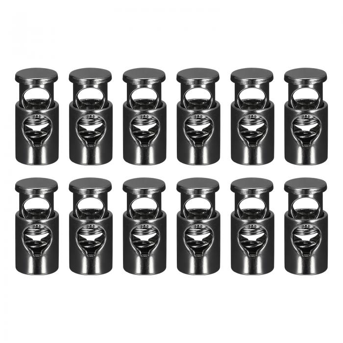 uxcell 金属コードロック 単穴 バネストッパー ファスナ ースライダートグルエンド 巾着バッグ バックパック 衣類のストラップ用 6.5 mm ブラック ...