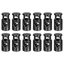 uxcell 金属コードロック 単穴 バネストッパー ファスナ ースライダートグルエンド 巾着バッグ バックパック 衣類のストラップ用 4.2 mm ブラック ...