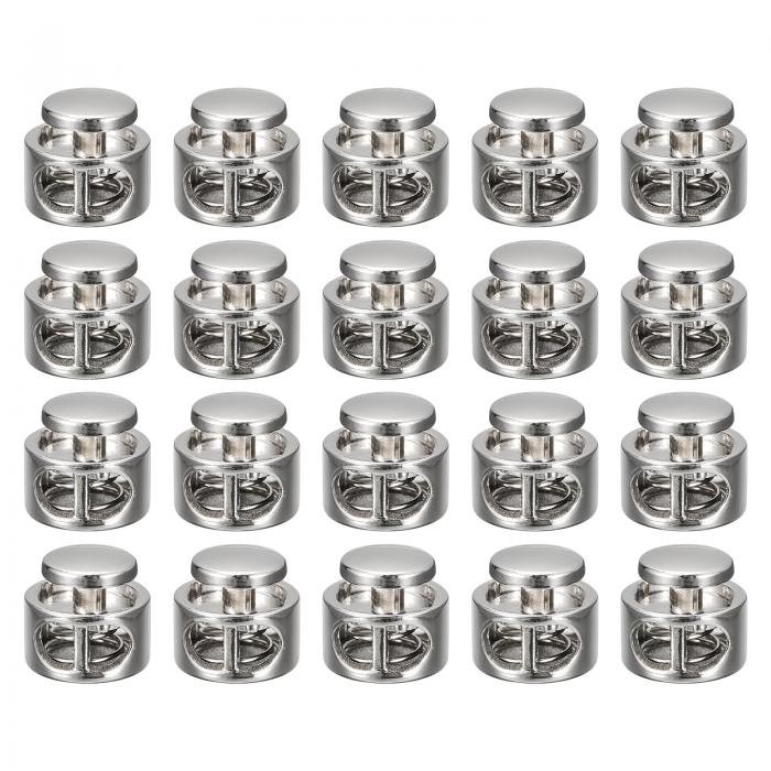 uxcell 金属コードロック 2穴 バネストッパー ファスナ ースライダートグルエンド 巾着バッグ バックパック 衣類のストラップ用 3mm ホワイトニッケル...