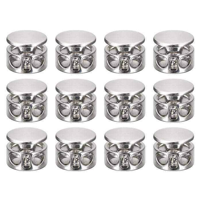 uxcell 金属コードロック 2穴 バネストッパー ファスナ ースライダートグルエンド 巾着バッグ バックパック 衣類のストラップ用 3 mm ホワイトニッケ...