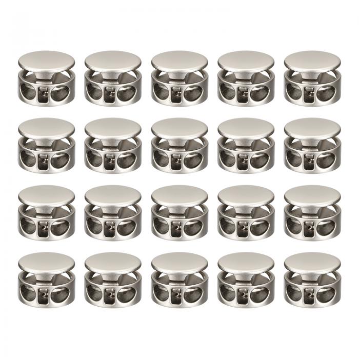 uxcell 金属コードロック 2穴 バネストッパー ファスナ ースライダートグルエンド 巾着バッグ バックパック 衣類のストラップ用 パールニッケル 3.5 ...