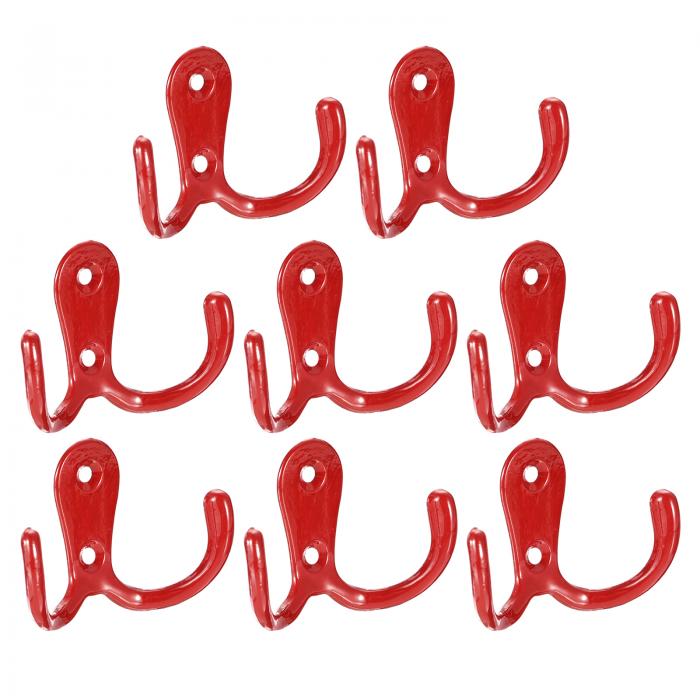 uxcell ウォールフック 8個セット - 亜鉛合金製のダブルプロングレトロフック タオル コート バックパック 洋服 スカーフ キーズ ハット カップなどを...