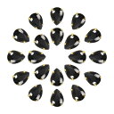 uxcell ラインストーンにティアドロップ縫い付け 20 個 - 18x13 mm フラットバックガラスティアドロップ水晶ラインストーン 金プロングセッティン...