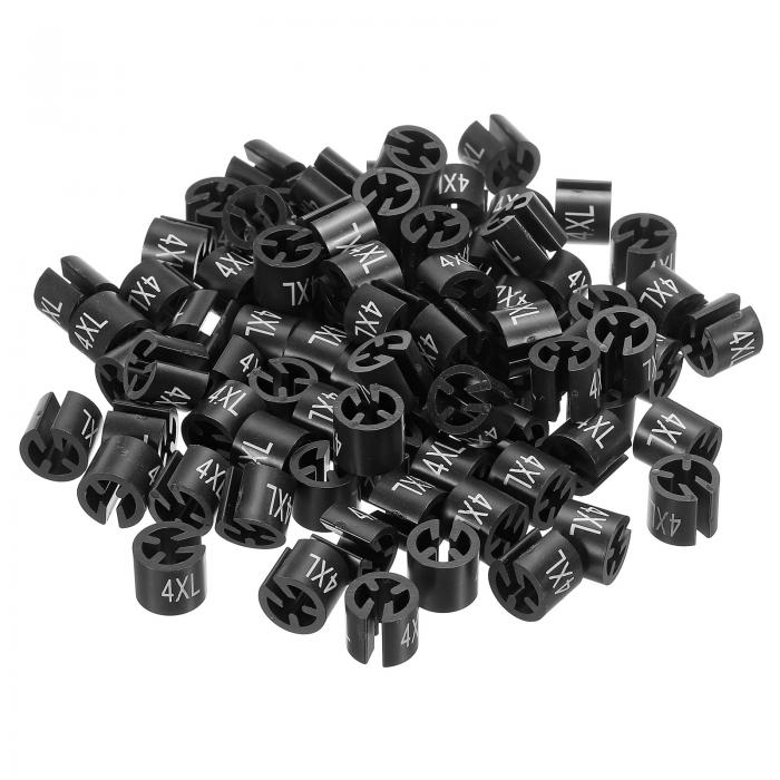 PATIKIL ハンガーマーカー 4XLサイズ ハンガーロッド適合 衣服の色分け用 ブラック 100個