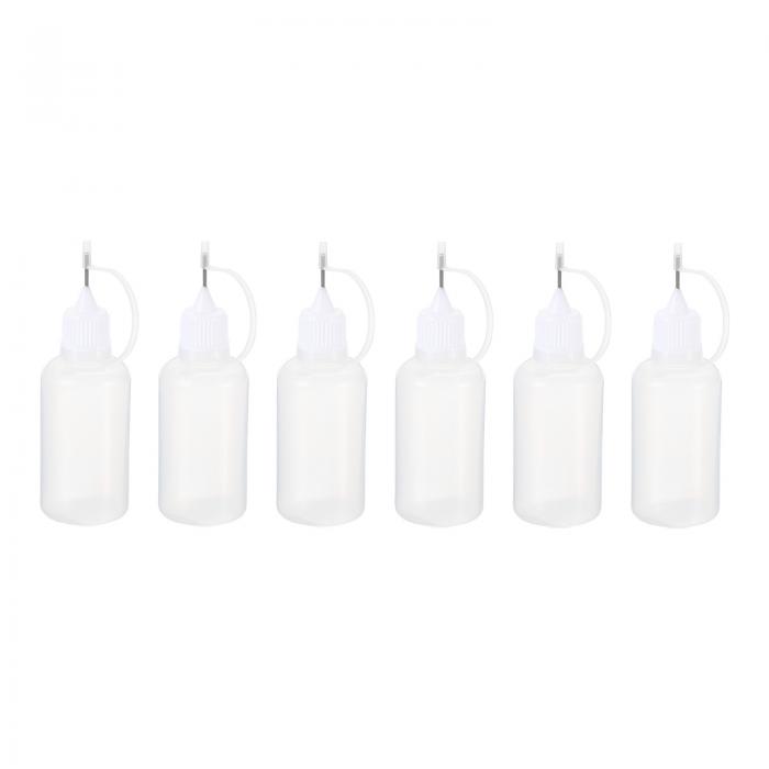 PATIKIL ニードルチップグルーボトル 30mL 1Oz 6個 プラスチックアプリケーター ふた付き ペーパークイリング接着アートクラフトDIYプロジェクト用 ホワイト