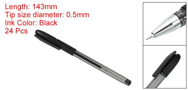 PATIKIL ブラックゲルペン 24個 ファインポイント クリアブラックロッド 0.5 mmロ...