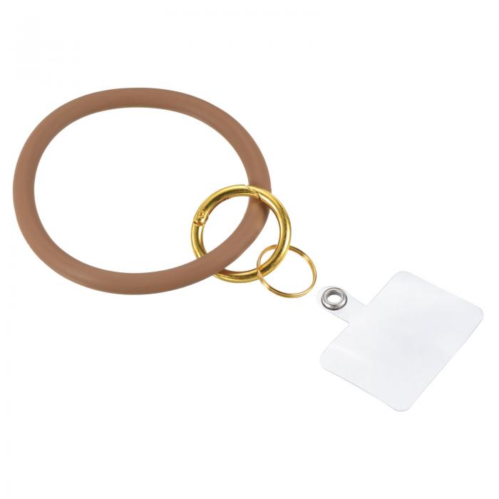 PATIKIL 70mm シリコンリスト キーホルダー 大型Oキーホルダー キー保護 ブラウン