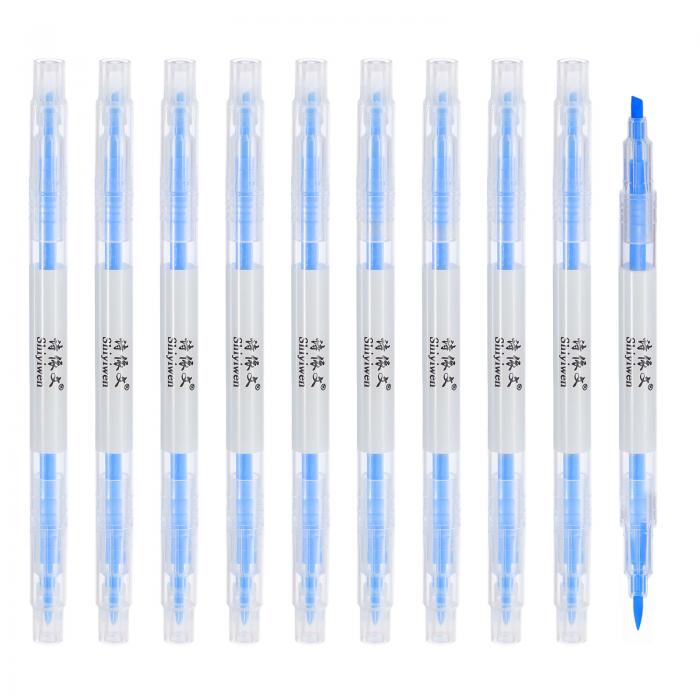 PATIKIL 蛍光ペン 10個 両端蛍光ペン 広いおよび細いチップ マーカーペン オフィス 家庭 日常使用用 ブルー