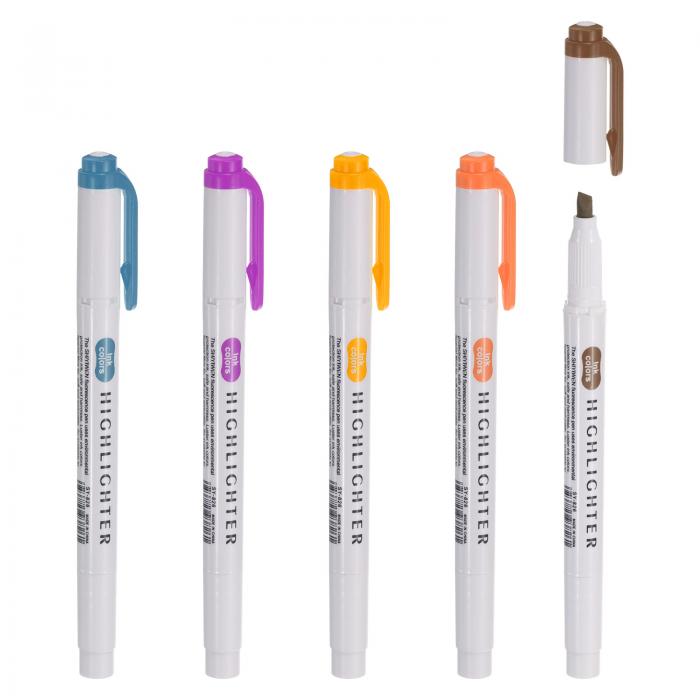 PATIKIL 蛍光ペン 1セット/5個 広いチップ蛍光ペン アソートカラー 速乾性 カラーリングパステルマーカー ブルー/パープル/オレンジ/イエロー/ブラウ...