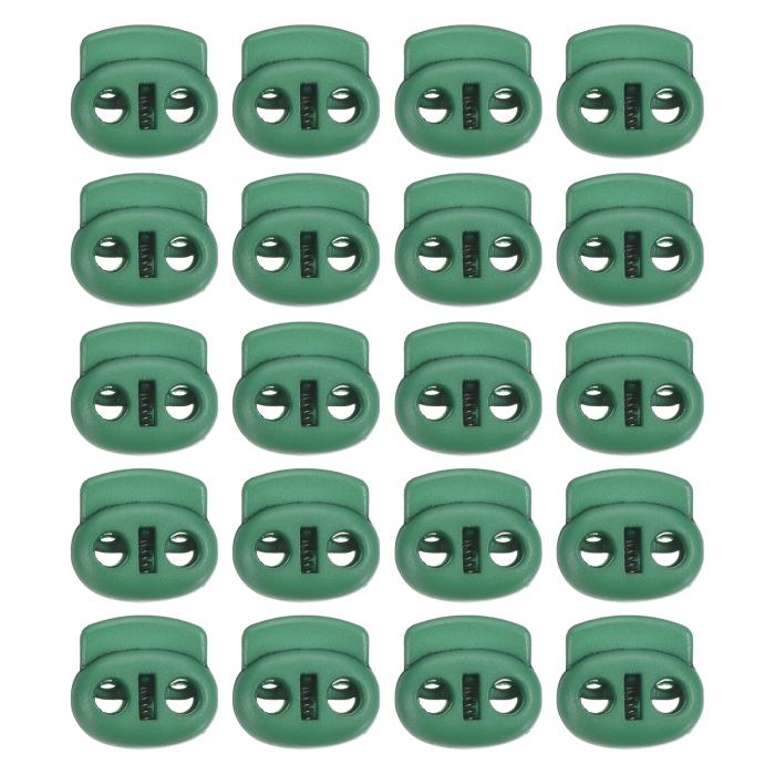 PATIKIL 18x20 mm コードロック 30個 ダブルホールバネエンド トグルストッパー 巾着袋 靴ひも用 グリ..