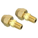 PATIKIL G1/8 x 6.35mm パイプチューブ用品 ブラス製 フレアチューブ用品 パイプホース用品 配管ホースコネクター用 2個入り