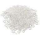 PATIKIL ねじ穴ピン ネジアイピン 300個入り 4mm ID x 15mm L ミニアイフック DIY 工芸品 シャンデリア シルバー(3)